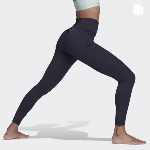 Adidas Yoga Essentials High Waisted Athletic Leggings 7/8 Tight Black Size Large - Picture 1 of 9